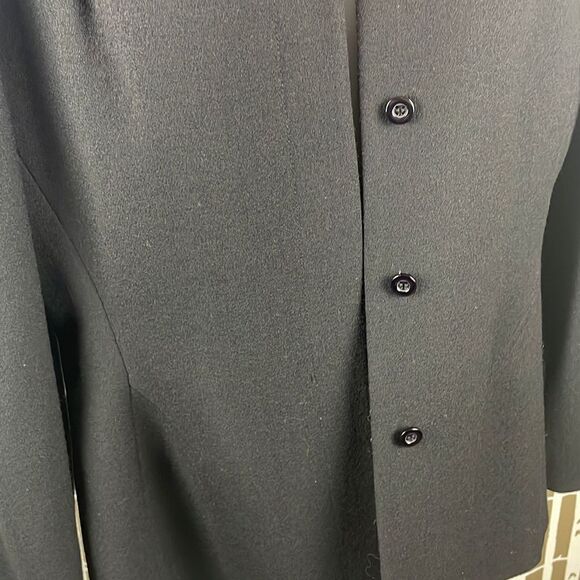 Halston Y2K 100% Wool Black Blazer Shacket Shirt Jacket sz 10 - Picture 7 of 8